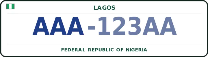 Nigerian number plate with the AAA code — Lagos-Island, Lagos