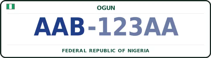 Nigerian number plate with the AAB code — Abeokuta-South, Ogun