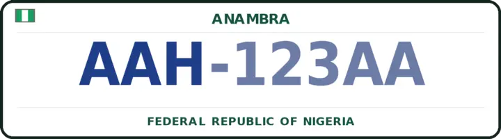 Nigerian number plate with the AAH code — Anambra East, Anambra