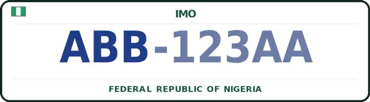 Nigerian number plate with the ABB code — Aboh-Mbaise, Imo