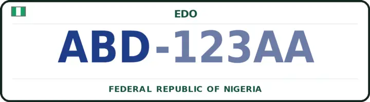 Nigerian number plate with the ABD code — Orhionmwon, Edo
