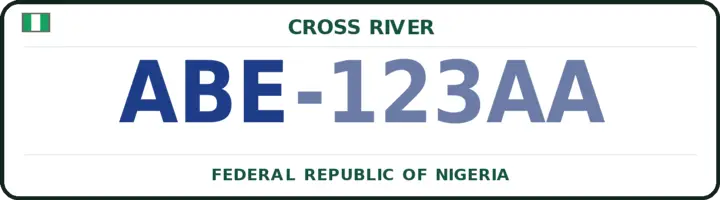 Nigerian number plate with the ABE code — Bekwara, Cross River