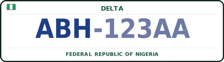 Nigerian number plate with the ABH code — Ndokwa-East, Delta