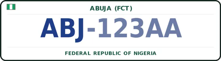 Nigerian number plate with the ABJ code — Abaji Area Council, Abuja