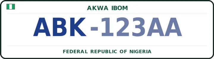 Nigerian number plate with the ABK code — Abak, Akwa Ibom