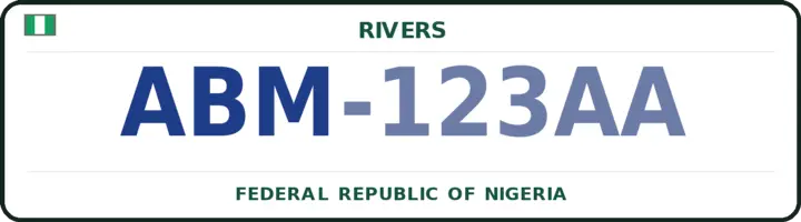 Nigerian number plate with the ABM code — Akukutoru, Rivers