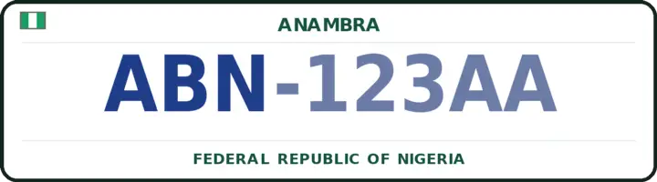Nigerian number plate with the ABN code — Njikoka, Anambra