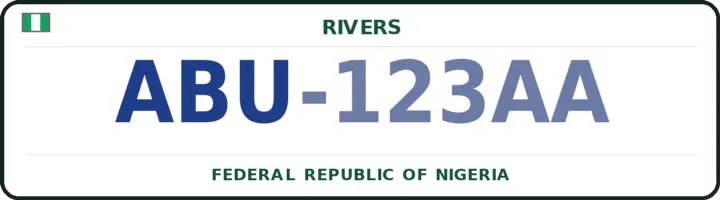 Nigerian number plate with the ABU code — Abua/Odual, Rivers