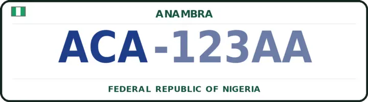 Nigerian number plate with the ACA code — Awka-North, Anambra