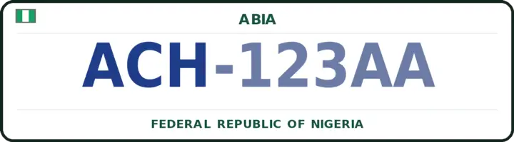 Nigerian number plate with the ACH code — Arochukwu, Abia