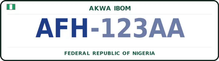 Nigerian number plate with the AFH code — Essien-Udim, Akwa Ibom
