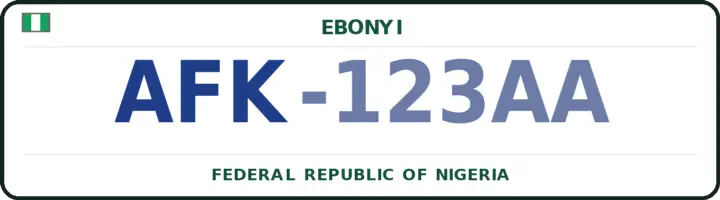 Nigerian number plate with the AFK code — Afikpo-North, Ebonyi