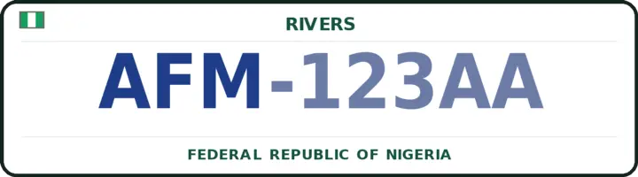 Nigerian number plate with the AFM code — Oyigbo, Rivers