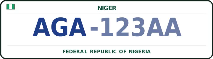 Nigerian number plate with the AGA code — Agaie, Niger