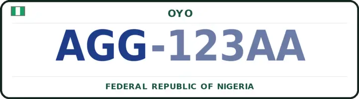 Nigerian number plate with the AGG code — Ibadan-North-East, Oyo