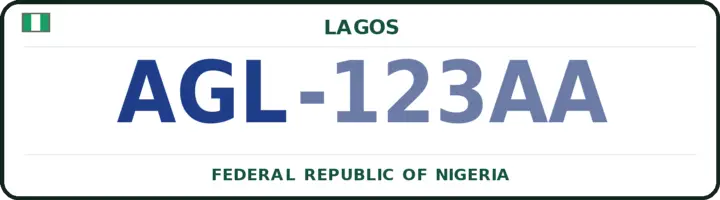 Nigerian number plate with the AGL code — Ajeromi-Ifelodun, Lagos