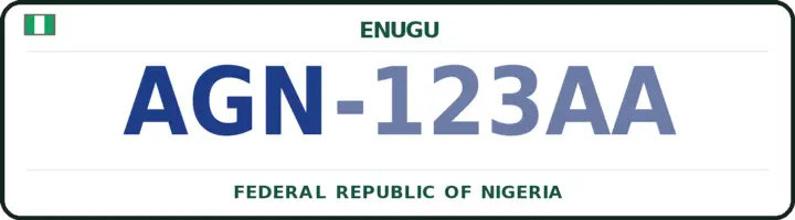 Nigerian number plate with the AGN code — Nkanu-West, Enugu