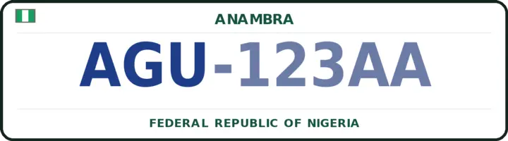 Nigerian number plate with the AGU code — Aguata, Anambra