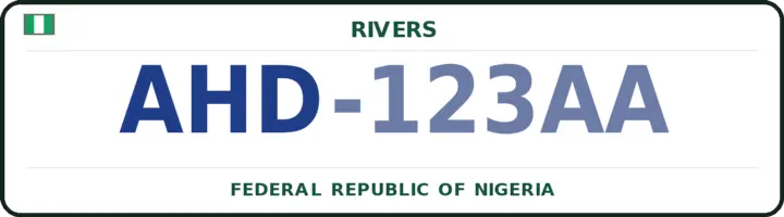 Nigerian number plate with the AHD code — Ahoada-East, Rivers
