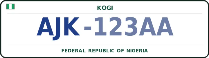 Nigerian number plate with the AJK code — Igalamela-Odolu, Kogi