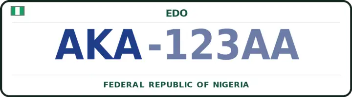 Nigerian number plate with the AKA code — Ovia-North-East, Edo
