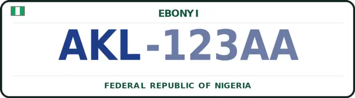 Nigerian number plate with the AKL code — Abakaliki, Ebonyi