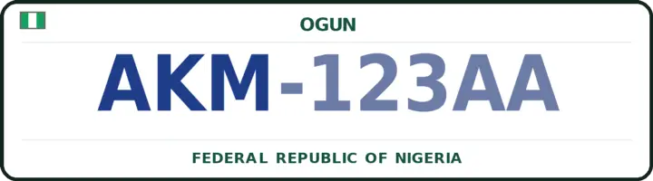 Nigerian number plate with the AKM code — Abeokuta-North, Ogun