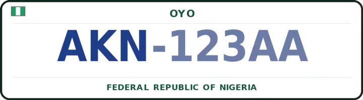 Nigerian number plate with the AKN code — Ona-Ara, Oyo
