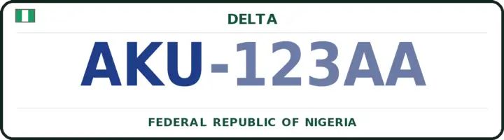 Nigerian number plate with the AKU code — Oshimili-North, Delta