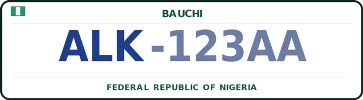 Nigerian number plate with the ALK code — Alkaleri, Bauchi