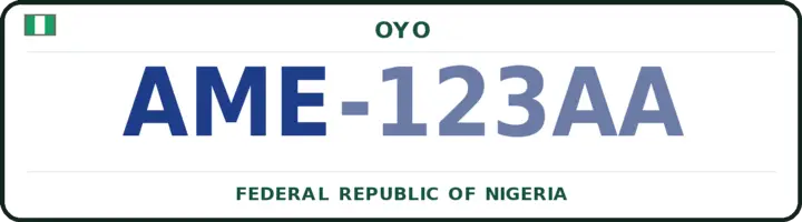 Nigerian number plate with the AME code — Ogbomoso-South, Oyo