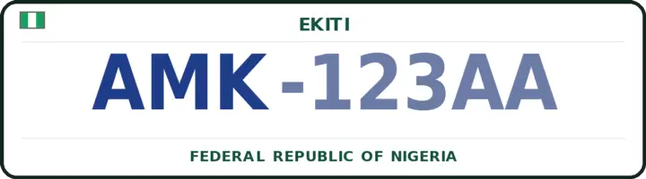 Nigerian number plate with the AMK code — Ekiti-West, Ekiti