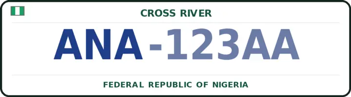 Plaque d'immatriculation nigériane portant le code ANA — Calabar-South, Cross River