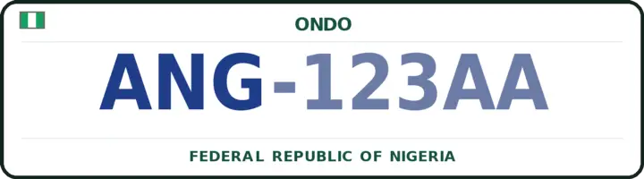 Nigerian number plate with the ANG code — Akoko-North-West, Ondo
