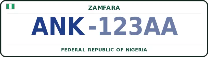 Nigerian number plate with the ANK code — Anka, Zamfara