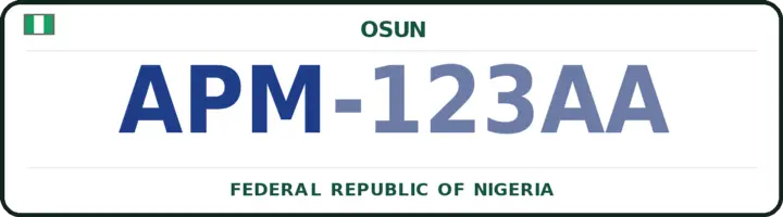Nigerian number plate with the APM code — Isokan, Osun