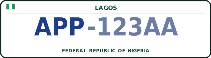 Nigerian number plate with the APP code — Apapa, Lagos