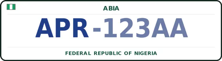 Nigerian number plate with the APR code — Umuahia South, Abia