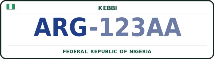 Nigerian number plate with the ARG code — Argungu, Kebbi