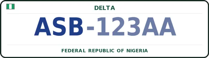 Nigerian number plate with the ASB code — Oshimili South, Delta