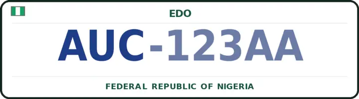 Nigerian number plate with the AUC code — Etsako-West, Edo