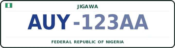 Nigerian number plate with the AUY code — Auyo, Jigawa