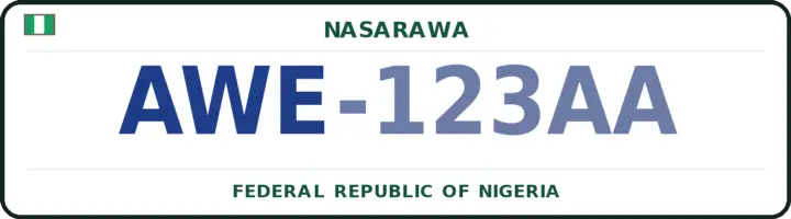Nigerian number plate with the AWE code — Awe, Nasarawa