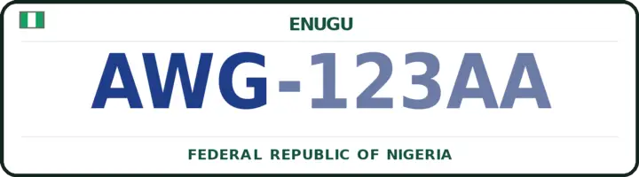 Nigerian number plate with the AWG code — Awgu, Enugu