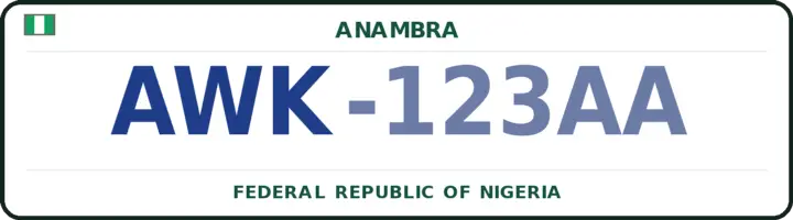 Nigerian number plate with the AWK code — Awka-South, Anambra