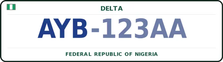 Nigerian number plate with the AYB code — Ika North East, Delta