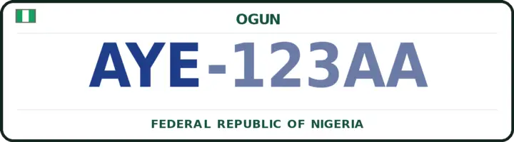 Nigerian number plate with the AYE code — Yewa North, Ogun