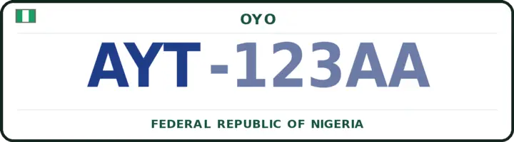 Nigerian number plate with the AYT code — Ibarapa North, Oyo