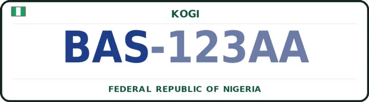 Nigerian number plate with the BAS code — Bassa, Kogi