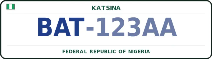 Nigerian number plate with the BAT code — Batagarawa, Katsina